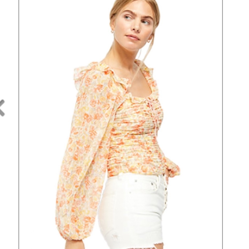 Free People Mabel Printed Blouse in Spring Combo - Picture 2 of 8